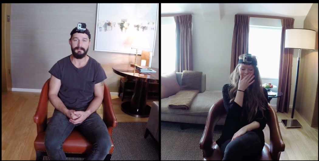 Shia LaBeouf sits in silence with journalist Aimee Cliff